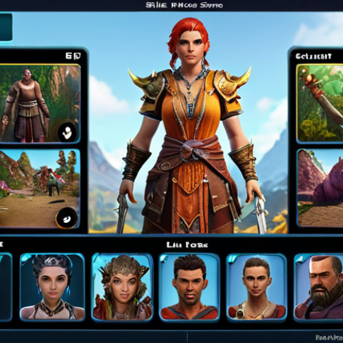 Home 4 **Character customization screen, highlighting synergistic passive skills, RPG game interface, vibrant colors.**